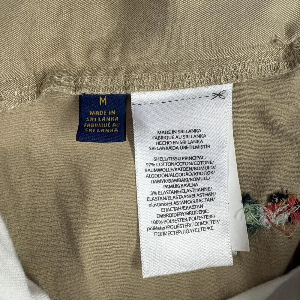 Polo Ralph Lauren Shorts Mens Medium Beige Chino Hula Embroidered 8